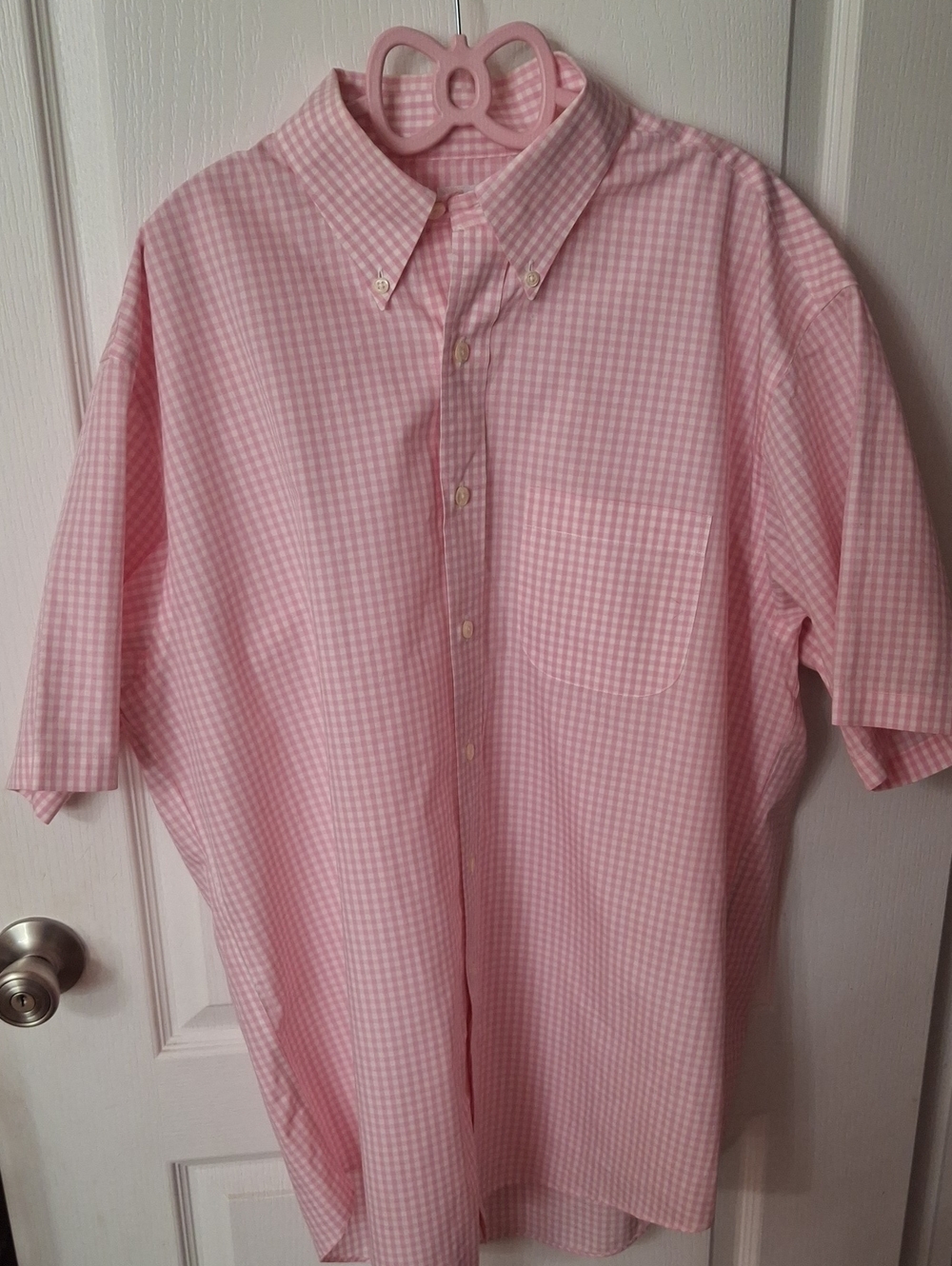 Brooks Brothers Pink Gingham Short-Sleeve Button-Down Shirt  Like New Size Large